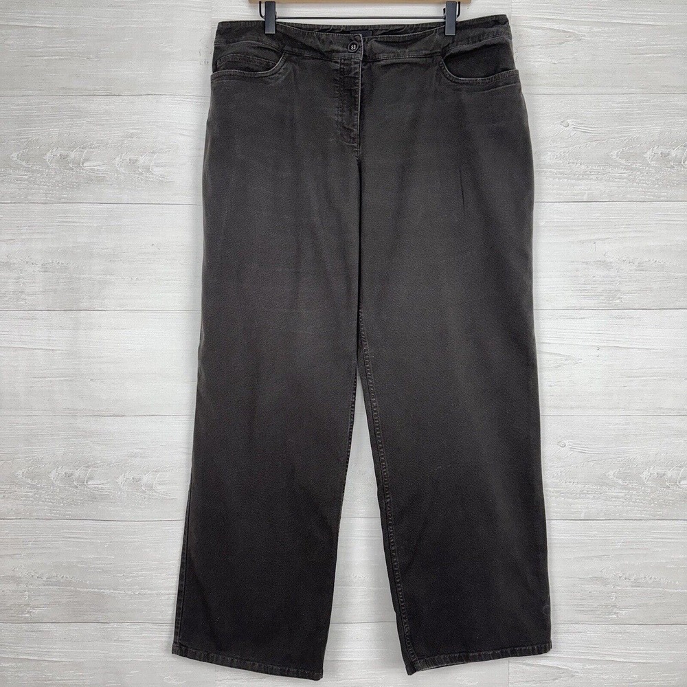 Eileen Fisher Wide Leg Pants Size Large Waist 36 Organic Cotton Brown Casual